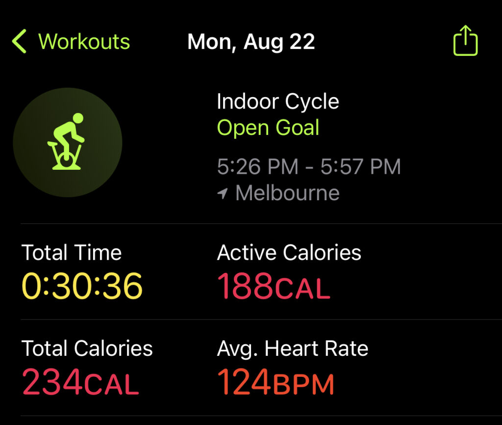 30 Min Bike and Strength for Runners Bike Stats