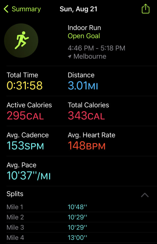 3 Miles to End Week 2. Run stats