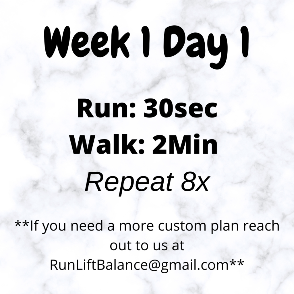 Running for Beginners Week 1 Day 1 Workout.
