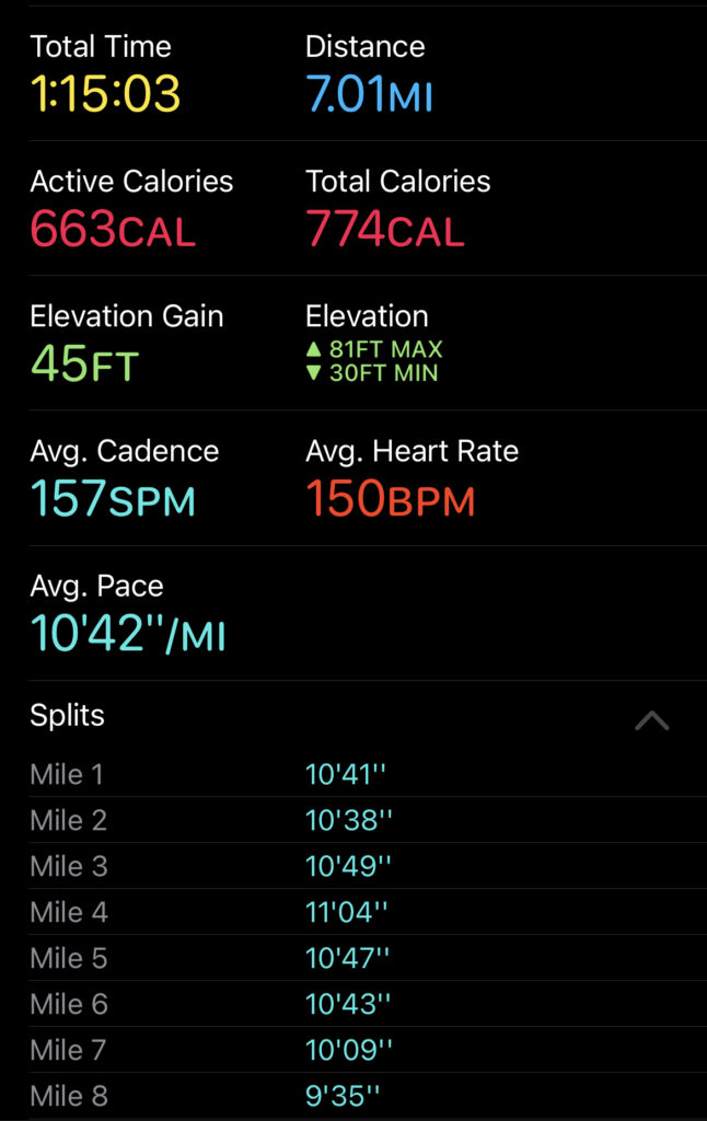 7 Mile Long Run. Amazing! Run Stats