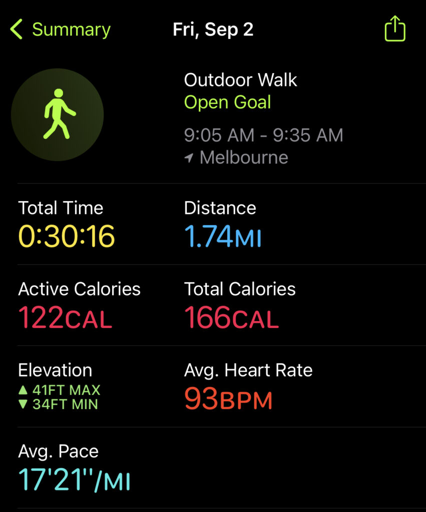 30min Walk stats