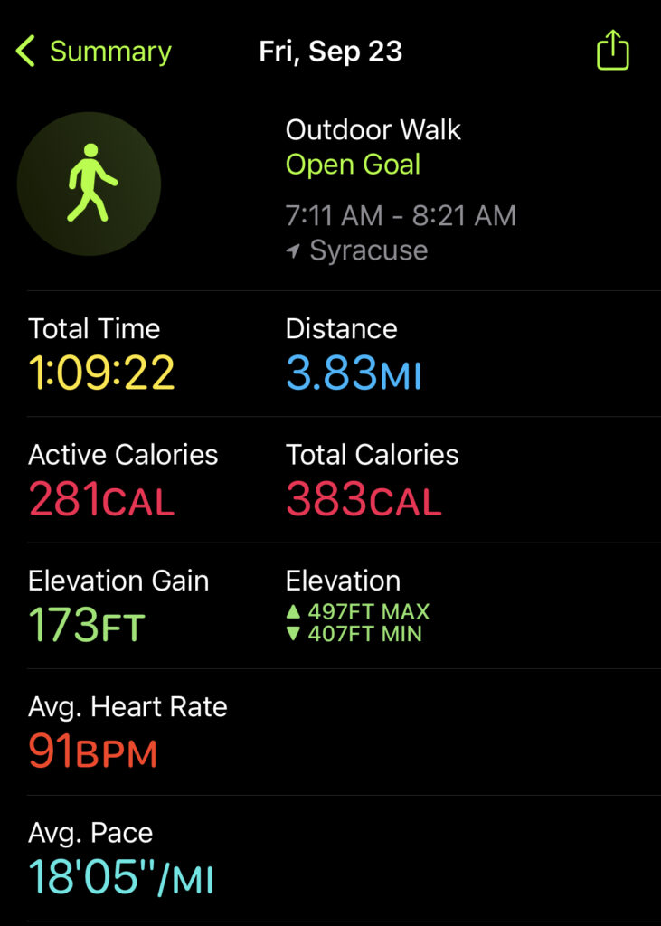 Off Day Walk Stats