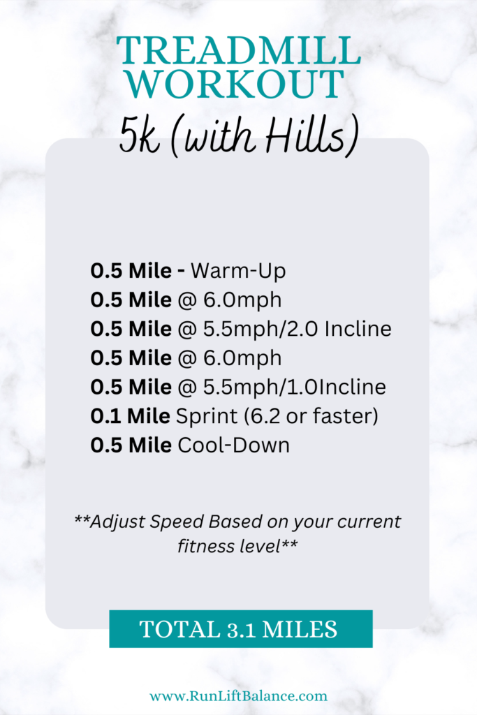 Treadmill Workout 5k with Hills
